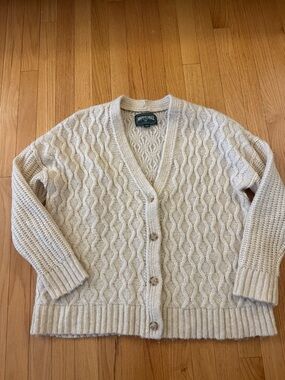 American Eagle Outfitters Cream Cable-Knit Oversized Cardigan